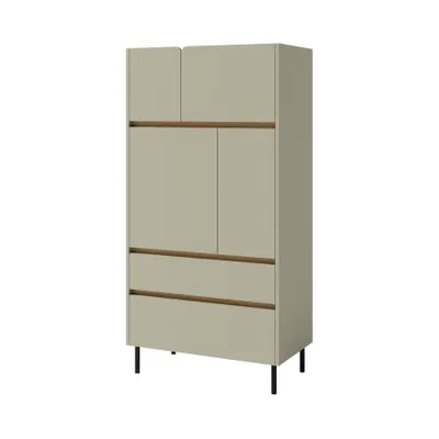 Image de Commode LICO 80x165x40 cm Eucalyptus, Buffet avec 2 tiroirs et 4 portes, Style moderne
