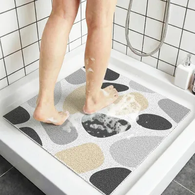 Productafbeelding van Douchemat 60 x 60 cm - Antislip - Vierkant - Antislipmat voor douche en badkuip - Pvc-loofa-badmat - Sneldrogend - Veilig voor familie en kinderen