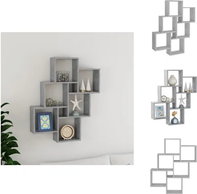 Immagine prodotto di vidaXL Scaffale a cubo in cemento grigio 78x15x93 cm materiale a base di legno - Mensole a muro