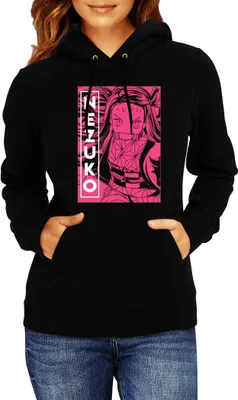 Zdjęcie produktu dla Damska Bluza Z Kapturem Demon Anime Slayer Kimetsu No Yaiba Nezuko Kamado 14, Lady M / Czarny