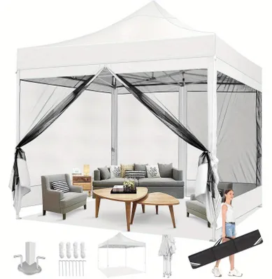 Obrázok produktu pre Klaptent – Stan s možnosťou rýchleho rozloženia – Stan s moskytiérkou – Stan na kempovanie – 3 x 3 metre – Ľahký hliník