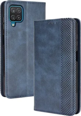 Produktbild von Samsung Galaxy A12 Hülle - Coverup Vintage Style Klapphülle - Blau