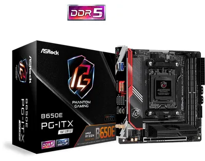 Produktbild von Asrock B650E PG-ITX WiFi, AMD, Sockel AM5, AMD Ryzen 7000 Series, DDR5-SDRAM, 64 GB, DIMM