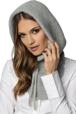 Obrázok produktu pre Vivisence šatka Klobúk s kapucňou Šatka Balaclava pre ženy Kombinácia štýlového klobúka a šatky s nastaviteľnou šnúrkou z mäkkej a teplej priadze Zimná jeseň 7097, svetlo šedá, jedna veľkosť