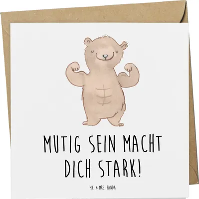 Produktbild von Mr. & Mrs. Panda doppelkarte Angst überwinden - Weiß - Geschenk, Trost, Herausforderung, inspirierende Botschaften, Klappkarte, anlasskarte, Glückwunschkarte, faltkarte
