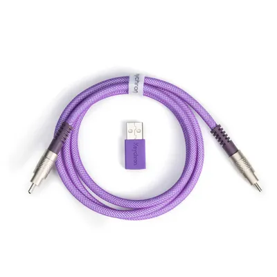 Produktbild von Keychron Double-Sleeved Geek Cable - Spiralkabel fr mechanische Tastatur Lila / Typ-C