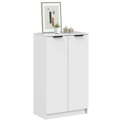 Produktbild von vidaXL Skriňa na topánky s vysokým leskom biela 59x35x100 cm Drevo Materiál