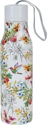 Immagine prodotto di Borraccia thermos, bottiglia thermos, da regalare, in scatola fiori di Linnea, uccelli 500 ml
