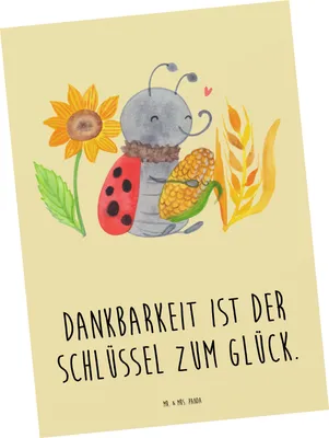 Produktbild von Mr. & Mrs. Panda Ansichtskarte Erntedankfest Dankbarkeit - Gelb Pastell - Geschenk, unvergessliche Momente, Ansichtskarten, Postkarten, Feiertage, Dankesfeier, Fotokarte