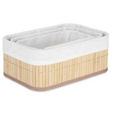 Produktbild von KIPIT | Bambuskörb - Aufbewahrungskorb - 21 x 31 x 12 cm - 3er Set - Organisationskorb - Bambus