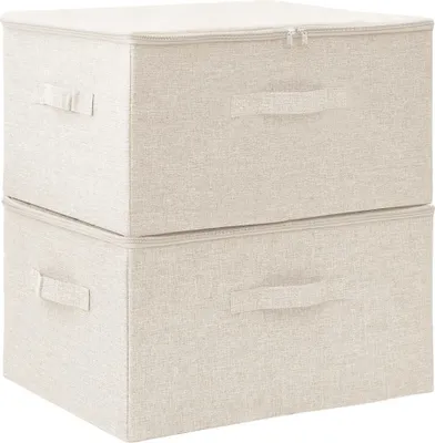 Produktbild von Aufbewahrungsboxen 2 Stk. Stoff 43x34x23 cm Creme