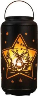Produktbild von Weihnachtliches Windlicht Schwarz Gold Zeitlos 12 cm Durchmesser 25.5 cm Höhe