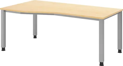Produktbild von bümö Schreibtisch Serie-Q Gestell: Silber - Nachbildung Ahorn, Größe:  180 x 100 cm