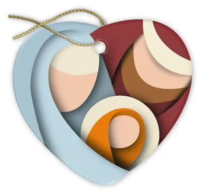 Weihnachtsdekoration Herz aus Porzellan mit Relief, 1 Stück