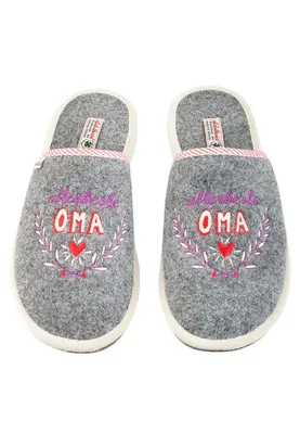 Produktbild von Allerbeste Oma Filzpantoffel, Farbe:mausgrau, Größe:38/39
