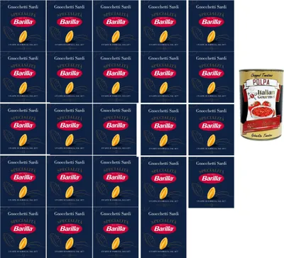 Produktbild von Barilla Gnocchetti Sardi Specialità 24×500 g – Original italienische Hartweizenpasta, sardische Muschelnudeln, al dente in 14 Min, Familien- & Gastro-Vorratspack + Italian Gourmet polpa**