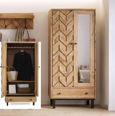 Produktbild von Garderobenschrank 88x192cm  'Ontario' Akazie massiv