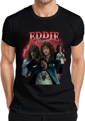 Produktbild von Eddie Munson Hellfire Club Stranger Metal Geschenk Vintage Serie 90s Bootleg Herren T-Shirt, Schwarz, M