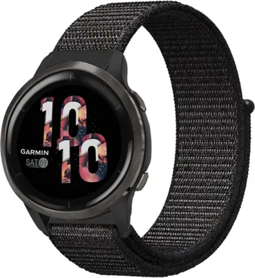 Produktbild von Strap-it Garmin Venu 2 Armband Nylon - 45mm - Schwarz