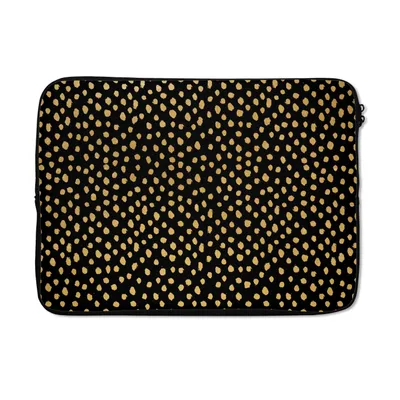 Produktbild von MuchoWow® Laptop Hülle 14 ZollOckergelb - Schwarz - Tupfen - Muster Laptoptasche - Laptoptasche - Stoßsicher - Schutzhaube