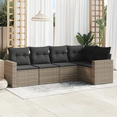 Produktbild von Möbel 5-tlg. Garten-Sofagarnitur mit Kissen Grau Poly Rattan 2024