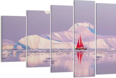 Produktbild von Bild auf Leinwand - Leinwandbild - 5 Teile - Segelschiff Mond Gletscher - 150x100cm - Wand Bild - Wanddeko - Wandbilder - Leinwanddruck - Bilder - Wanddekoration - Leinwand bilder - EG150x100-4462
