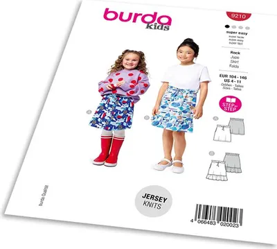 Obrázok produktu pre Strih Burda 9210 - Dievčenské minisukne so sťahovacou šnúrkou v páse
