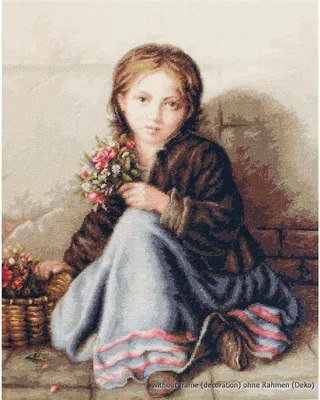 Produktbild von Luca-S Kreuzstich-Set "Kleines Mädchen mit Blumen", 33x42,5cm