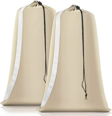 Productafbeelding van 2 waszakken - 70 x 100 cm - Wasmand met trekkoord - voor vuile was, reizen en studentenwoningen - Beige