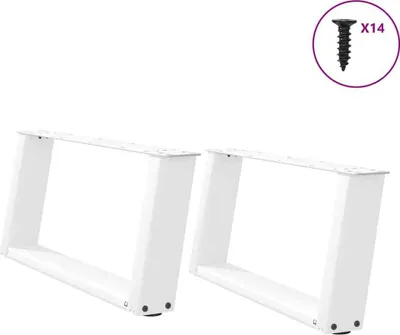 Obrázok produktu pre Nohy konferenčného stolíka v tvare U, 2 ks, biele, 70 x (30-31) cm, oceľové