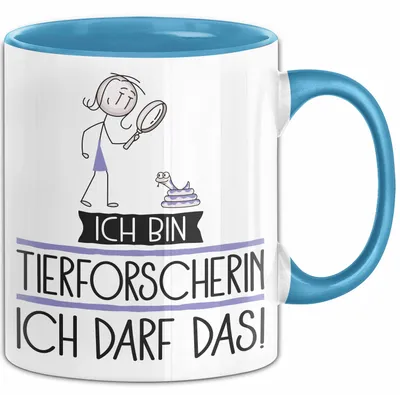 Produktbild von Geschenk für Tierforscherin Tasse Lustige Geschenkidee Geburtstag Ich Bin Tierforscherin Ich Darf Das (Blau)