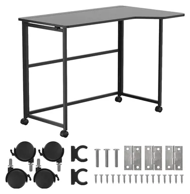 Klappbarer Schreibtisch mit Rollen, 100 x 65 cm, schwarz, ergonomisch