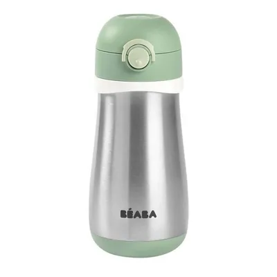 Productafbeelding van Beaba roestvrijstalen drinkbeker met rietje, 350 ml - saliegroen; artikelnummer: 913539