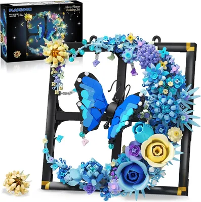 Productafbeelding van Bouwset met licht, bloemen bouwblokken, wanddecoratie, voor thuisdecoratie