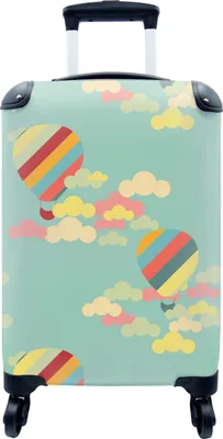 Produktbild von MuchoWow® MuchoWow® Koffer Handgepäck Trolley Rollkoffer Kleine Reisekoffer mit 4 Rollen - Heißluftballon - Schnittmuster - Baby - Cabin Size < 55x40x23 cm & 55x40x20 cm - Fotokoffer - Kabinenkoffer -