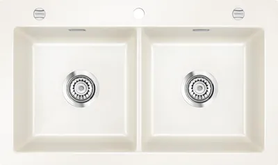 Produktbild von Flächenbündige Spüle MERA TWIN F in MAGNOLIE mit Excenterbedienung / Keramikspüle