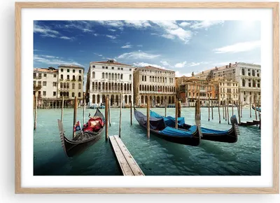 Produktbild von Gerahmtes Poster - Rahmen in heller Eiche - Architektur venedig italien gondel - 70x50 cm - Wand Bild - Wanddeko - Wandbilder - Wandposter - Bilderrahmen - Bilder - Kunstdruck - P2NAA70x50-2705