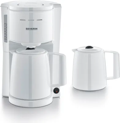 Produktbild von Severin Filterkaffeeautomat, 2x Thermokanne, 1000 W, 8 Tassen, weiß, 1 Stk.