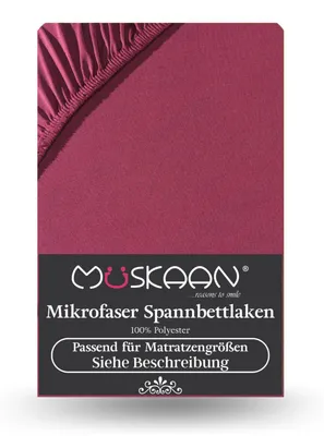 Produktbild von Mikrofaser Spannbettlaken 180x200 cm - 200x220 cm + 40 cm Boxspringbett Laken bordeaux