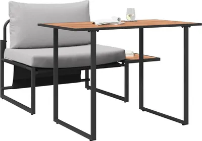 Immagine prodotto di vidaXL Set da giardino in acciaio per esterni, 2 pezzi, grigio chiaro
