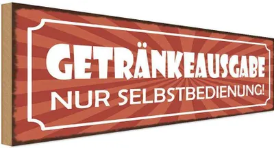 Produktbild von vianmo Holzschild 10x27 cm Getränkeausgabe Selbstbedienung Warnschild Hinweisschild
