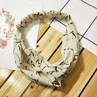 Immagine prodotto di Cerchietto in raso con stampa floreale - Beige Freschezza per il giorno