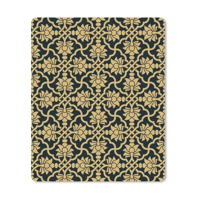 Produktbild von MuchoWow® Mauspad Mousepad Blumen - Schwarz - Gold - Muster 19x23 cm - Mousepads - Maus Mat - Pad - Mausunterlage - Mauspads - Spielen