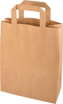 Produktbild von 250 Tragetaschen, Papier 28 cm x 22 cm x 10 cm braun mit Tragegriff