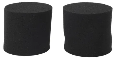 Two black foam cylinders are shown against a white background.