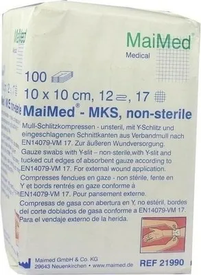 Immagine prodotto di MaiMed garza - compresse a fessura non sterile a 12 strati 100 pezzi 10 x 10 cm
