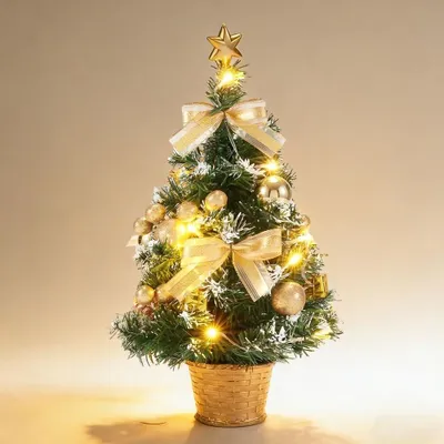 Obrázek produktu pro Mini vánoční stromeček - Světelný LED - 40 cm - Ozdoby a koule - 18 x 18 x 40 cm