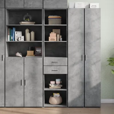Image de vidaXL Highboard gris béton 45x42,5x185 cm Bois composite