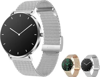 Zdjęcie produktu dla Inteligentny zegarek damski i męski z funkcją połączeń Bluetooth, powiadomieniami i wyświetlaniem wiadomości. Elegancki smartwatch S0423 w kolorze srebrnym, idealny do uprawiania sportu