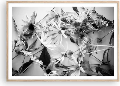 Produktbild von Gerahmtes Poster - Rahmen in heller Eiche - Blumen Schwarzweiß Fotografie - 100x70 cm - Wand Bild - Wanddeko - Wandbilder - Kunstposter - Wandposter - Bilderrahmen - Bilder - P2NAA100x70-4740